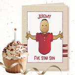 Sweet Son Cartoon Five Star Funny Birthday  Card<br><div class="desc">This funny and cute cartoon card is a sweet way to wish your son a happy birthday.  Let him know that he is five stars to you!</div>