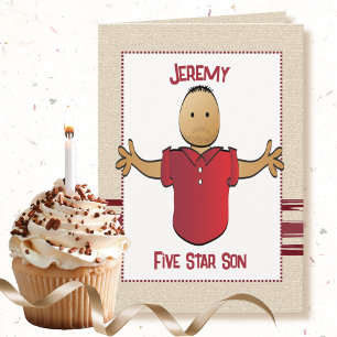 Sweet Son Cartoon Five Star Funny Birthday  Card