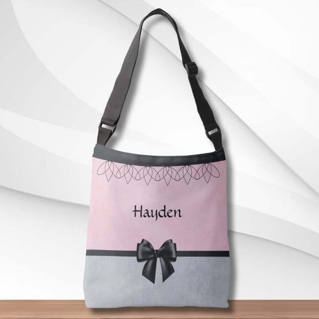 Sweet & Sophisticated Pink and Grey Messenger Bag (Sweet and Sophisticated Pink and Gray Messenger Bag)