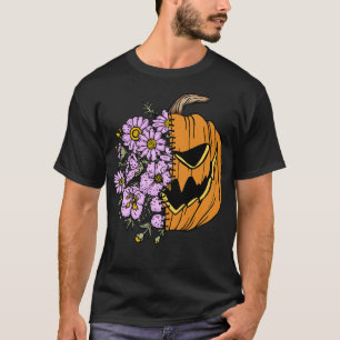 Sweet Sorta Spooky Flower Pumpkin Halloween Spooky T-Shirt