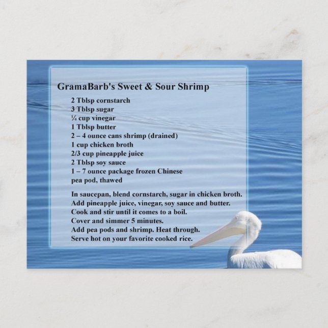 Sweet & Sour Shrimp Recipe Postcard (Front)