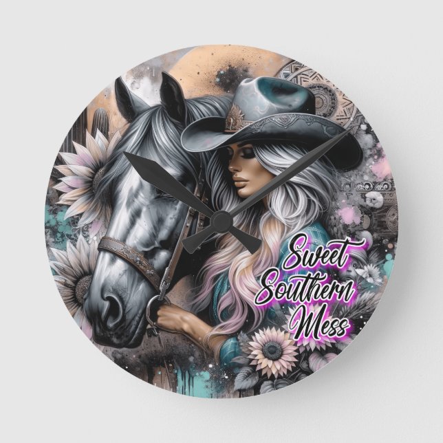Sweet Southern Mess Round Clock (Front)