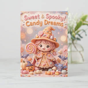 Sweet & Spooky Candy Dreams - Cute Witch Halloween Invitation