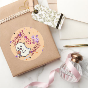 Sweet & Spooky Cute Ghost Round Sticker