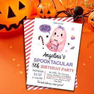 Sweet & spooky ghost candy 8th birthday Halloween Invitation
