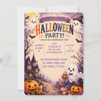 👻🎃 Sweet Spooky Ghost Halloween Party 🧡🕸️ Invitation