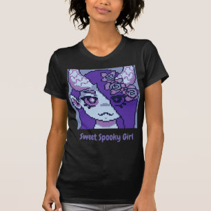 Sweet Spooky Girl Halloween pixel Art T-Shirt