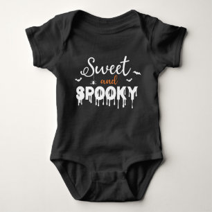 Sweet Spooky Halloween Bat Orange Black Typography Baby Bodysuit