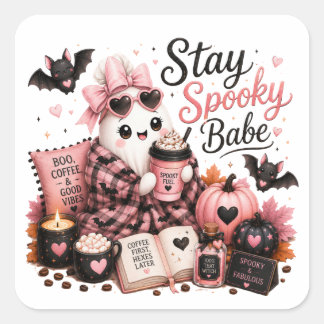 Sweet Spooky Halloween Ghost Square Sticker