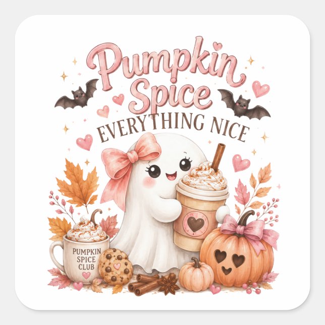 Sweet Spooky Halloween Ghost Square Sticker (Front)