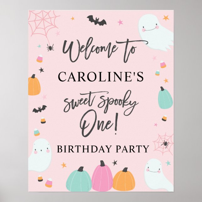 Sweet Spooky One 1st Birthday Party Welcome Sign (Front)
