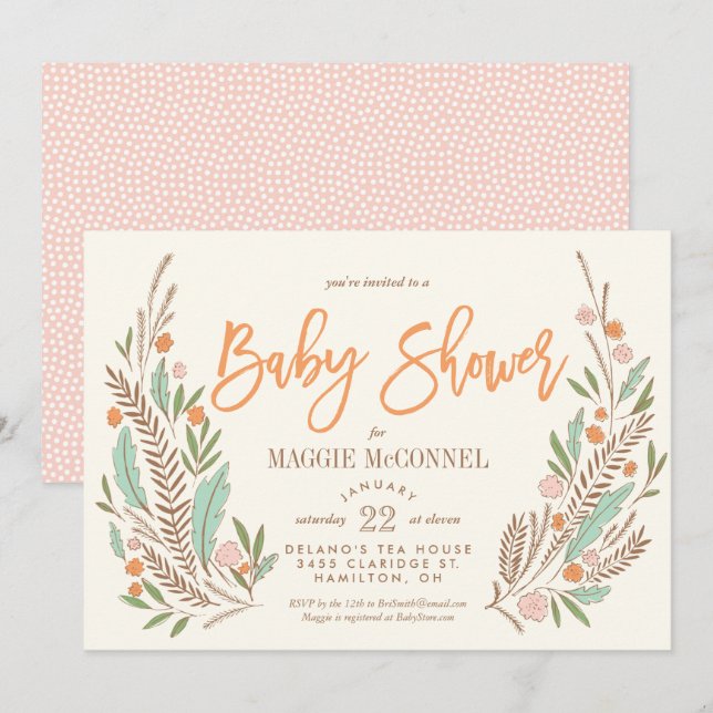 Sweet Sprigs Gender Neutral Baby Shower Invitation (Front/Back)