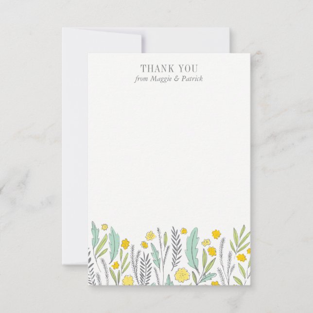 Sweet Sprigs Gender Neutral Flat Thank You Note Card (Front)