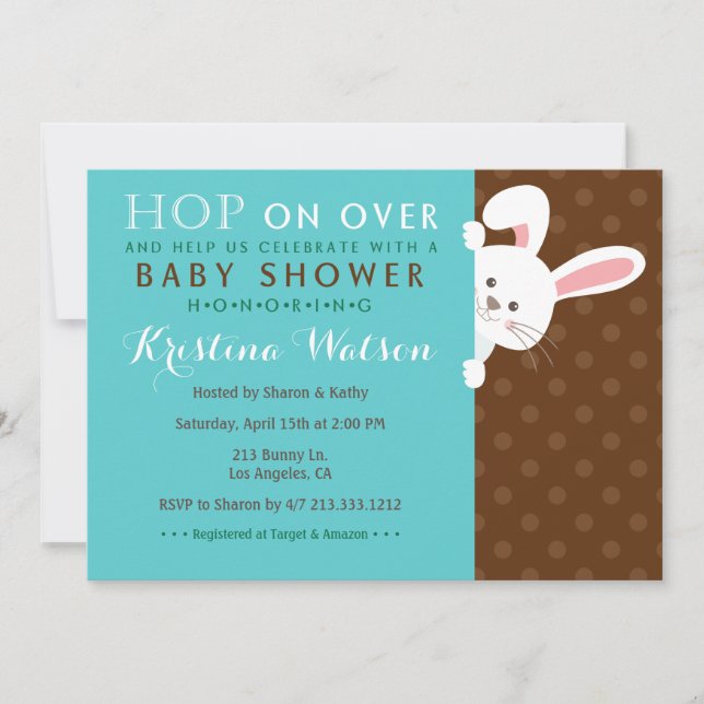 Sweet Spring Bunny Boy Baby Shower Invitation (Front)