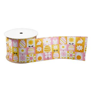 Sweet Spring Easter Patchwork  Satin Ribbon