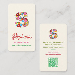 Sweet Spring Flowers Botanical Letter S Monogram Business Card