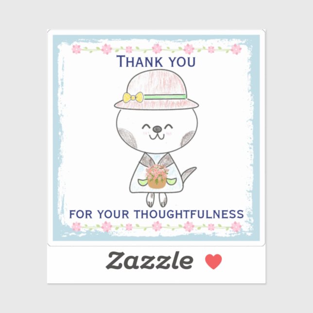 Sweet Spring Flowers Kawaii Cat Thank You (Sheet)
