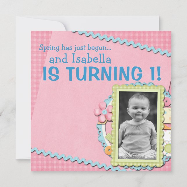 Sweet Spring Summer First Birthday Invitation (Front)