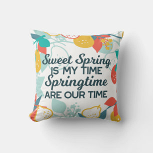 Sweet Spring Time Quote & Pattern Cushion