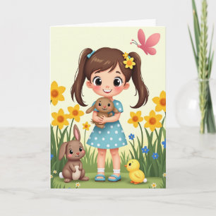 Sweet Springtime Joyful Girl Card
