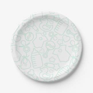 Sweet Sprinkles White Green Paper Plate