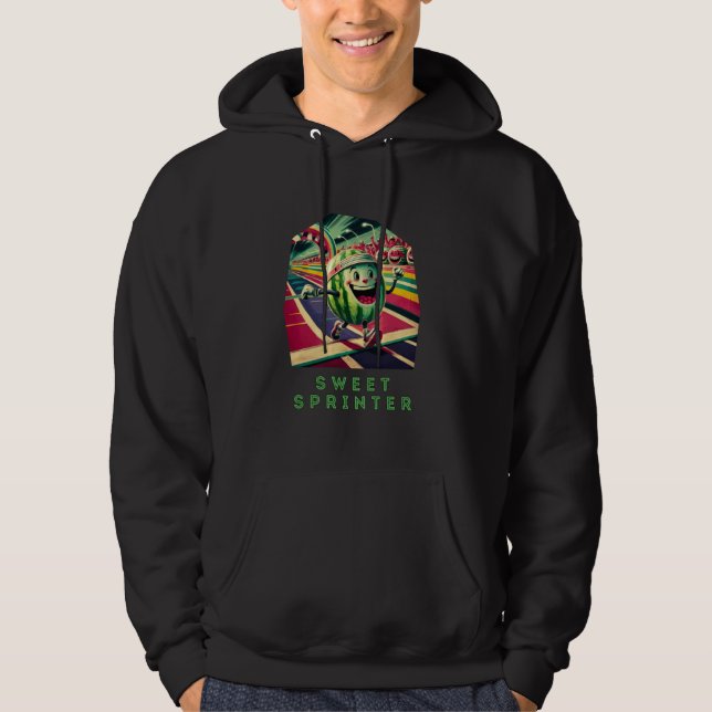 Sweet Sprinter Cut Cartoon Runner Watermelon Hoodie (Front)