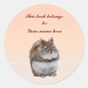 Sweet Squirrel Bookplate Classic Round Sticker