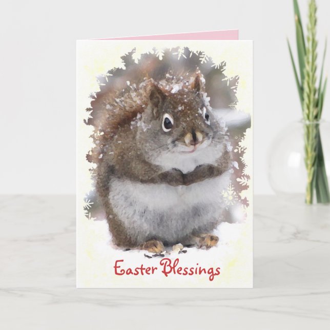 Sweet Squirrel Easter Holiday Card (Front)