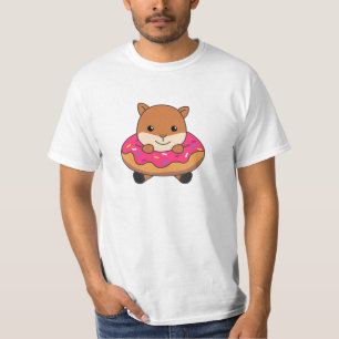 Sweet Squirrel Funny Animals In Doughnut Pink T-Shirt