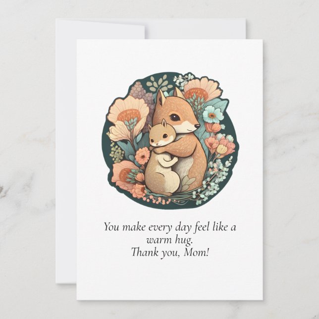 Sweet Squirrel Mom and Baby Thank You Cards (Front)