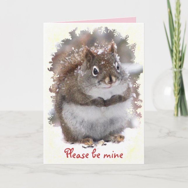 Sweet Squirrel Valentine Holiday Card (Front)