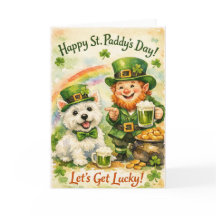 Sweet St. Patrick’s Day Westie & Leprechaun Card