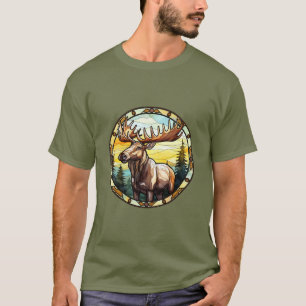 Sweet Stained Glass American Elk Moose T-Shirt