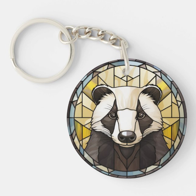 Sweet Stained Glass Badger Key Ring (Front)