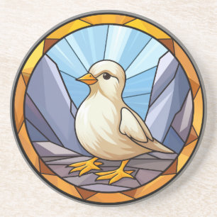 Sweet Stained Glass Dog Baby Chick Coaster