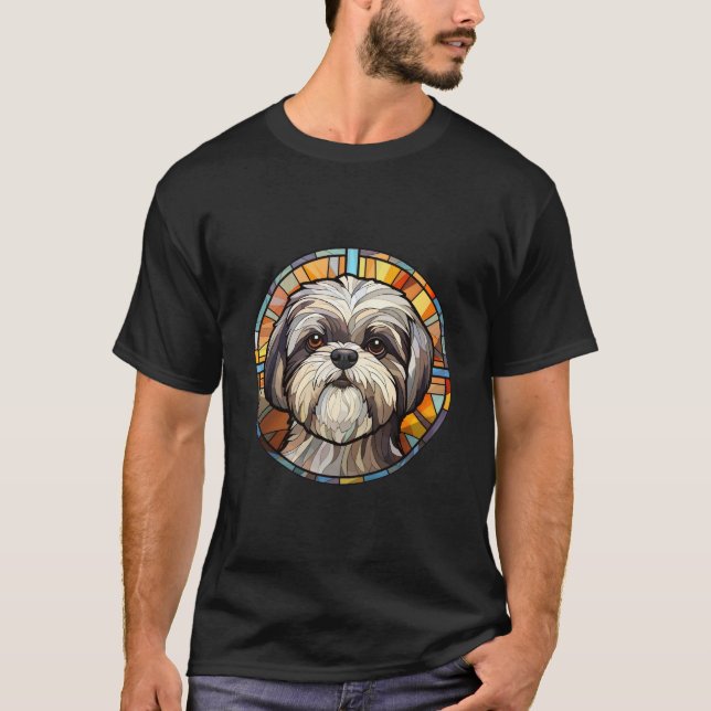 Sweet Stained Glass Dog Shih Tsu T-Shirt (Front)