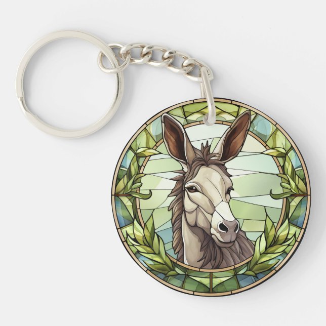 Sweet Stained Glass Donkey Key Ring (Front)