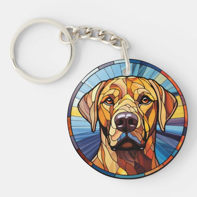 Sweet Stained Glass Golden Labrador Dog Key Ring (Front)