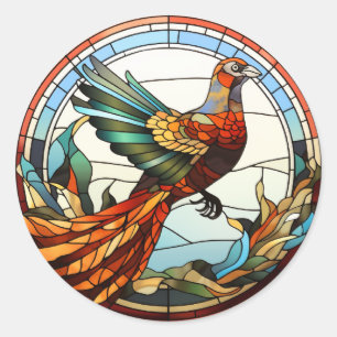Sweet Stained Glass Golden Pheasant Classic Round Sticker