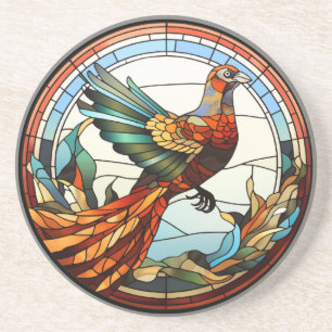 Sweet Stained Glass Golden Pheasant Coaster