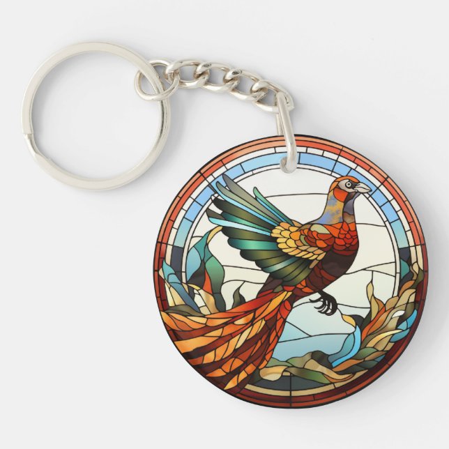 Sweet Stained Glass Golden Pheasant Key Ring (Front)