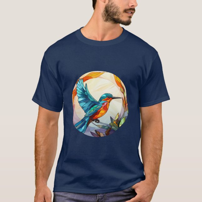 Sweet Stained Glass Hummingbirds T-Shirt (Front)