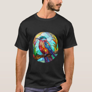 Sweet Stained Glass Kingfisher Bird T-Shirt