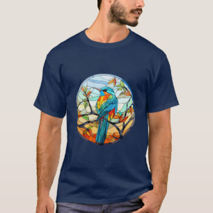 Sweet Stained Glass Kingfisher Bird T-Shirt