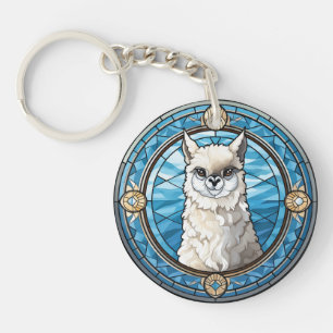 Sweet Stained Glass Llama Key Ring