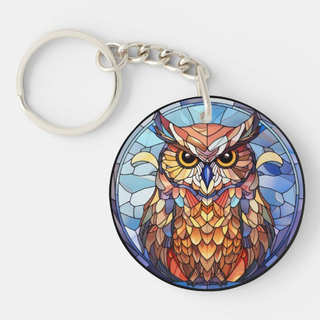 Sweet Stained Glass Owl Key Ring (Front)