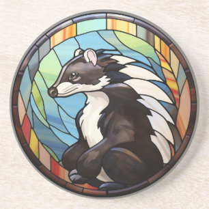 Sweet Stained Glass Skunk Coaster