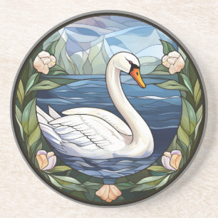Sweet Stained Glass Swimming Swan Coaster