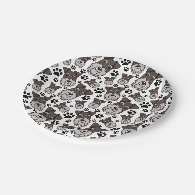 Sweet Standard Schnauzer Miniature Pet Puppy Dog Paper Plate (Angled)