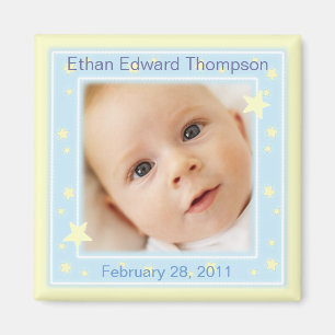 Sweet Stars Baby Boy Photo Announcement Magnet